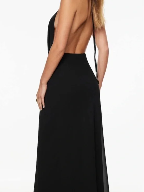Dynamite Black Backless Cowl Halter Maxi Gown - Picture 2 of 3